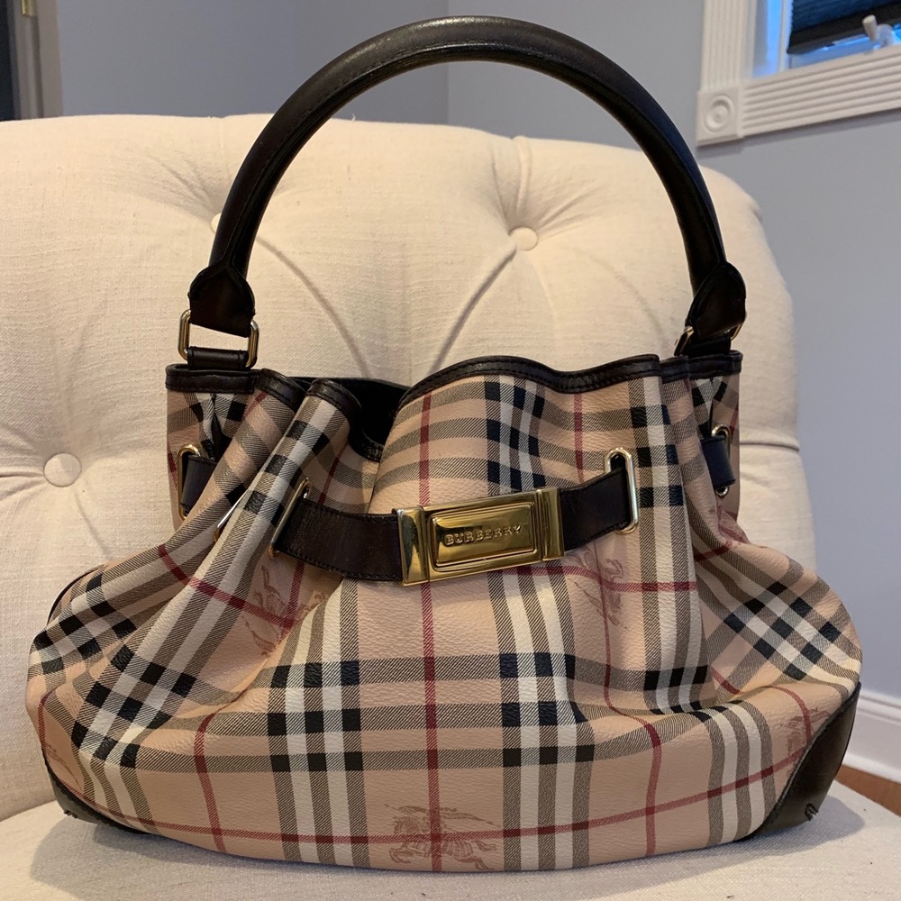 Burberry Haymarket Nova Check Satchel Handbag